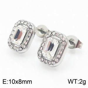 Geometric Cubic Zircon Stud Earring Women Stainless Steel Silver Color - KE109055-KFC