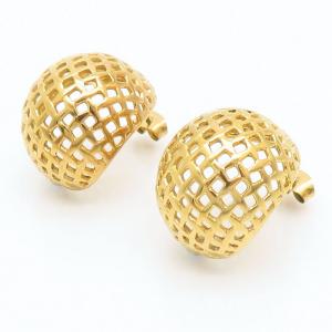 Gold Color Stainless Steel Hollow Mesh Hoop Earrings - KE109232-MI