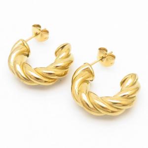 Gold Color Stainless Steel Twisted Hoop Earrings - KE109234-MI