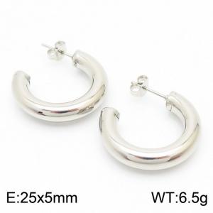 Stainless steel C-shaped half circle earrings - KE109335-LO