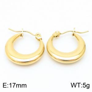 French stainless steel plated 18k gold circle crescent shaped titanium steel earrings - KE109341-LO
