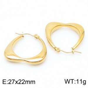 Stainless steel minimalist style geometric heart shaped gold earrings - KE109346-LO