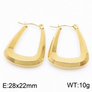 Stainless steel three-dimensional design U-shaped gold earrings - KE109348-LO