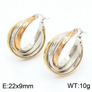 Stainless steel three ring multi color overlapping earrings - KE109351-LO