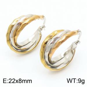 Three color Ring oblique Cut Stainless Steel earrings - KE109354-LO