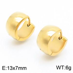 Stainless Steel Gold Pleated Chunky Huggie Earrings - KE109370-XY