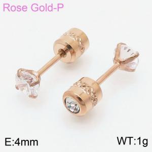 Women Popular 4mm Zircon Crystal Stud Earrings Rose Gold-Plated Stainless Steel Earrings - KE109515-WGJJ
