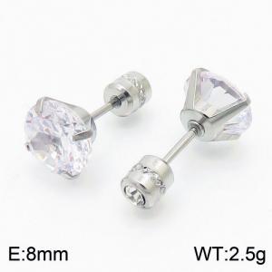 Women Jewelry 8mm Zircon Crystal Stud Earrings Stainless Steel Earrings - KE109527-WGJJ