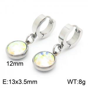 Korean fashion stainless steel jewel set pendant flat ear buckle - KE109765-Z