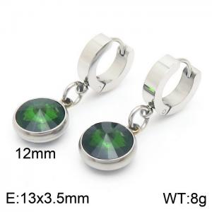 Korean fashion stainless steel jewel set pendant flat ear buckle - KE109766-Z