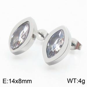 Silver Plated Horse-eye Shaped Lightweight Women's Stud Earrings With Gemstone - KE109781-KLX