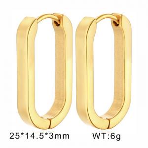 European and American fashion stainless steel simple oval women's charm gold earrings - KE109799-WGMW