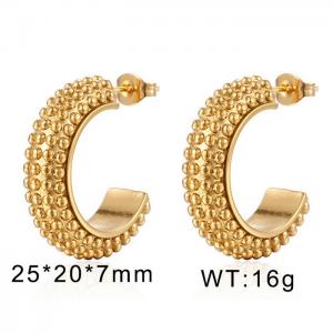 Stainless steel European and American minimalist fashion C-shaped polka dot temperament female gold earrings - KE109808-WGMW