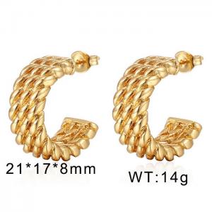 Stainless steel European and American fashion C-shaped geometric charm women's gold earrings - KE109818-WGMW