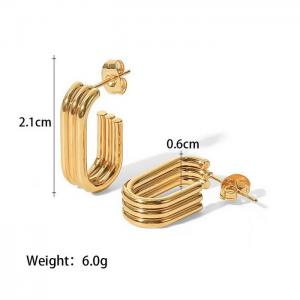 European and American fashion stainless steel geometric three-layer U-shaped open women's gold earrings - KE109825-WGMW