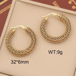 European and American fashion stainless steel woven hollow women's jewelry gold earrings - KE109914-WGYB