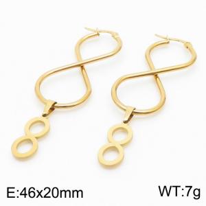 Stainless Steel Gold Color Infinite Symbol Pendant Earrings For Women - KE109927-SS
