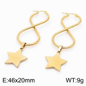 Stainless Steel Gold Color Infinite Symbol Star Pendant Earrings For Women - KE109929-SS
