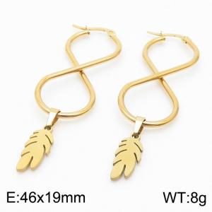 Stainless Steel Gold Color Infinite Symbol  Leaf Pendant Earrings For Women - KE109930-SS