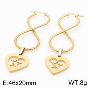 Stainless Steel Gold Color Infinite Symbol  Heart Star Pendant Earrings For Women - KE109931-SS