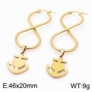 Stainless Steel Gold Color Infinite Symbol  Anchor Pendant Earrings For Women - KE109933-SS