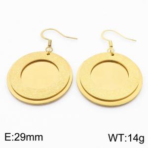 Stainless Steel Gold Color Double Layers Round Pendant Earrings For Women - KE109935-SS