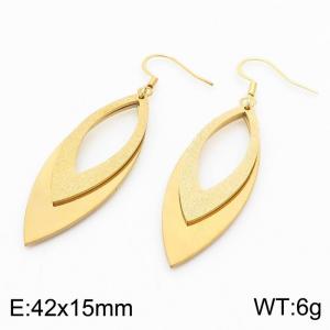 Stainless Steel Gold Color Double Layers Leaf Pendant Earrings For Women - KE109937-SS
