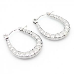 Titanium Steel Oval Steel Color Earrings - KE110199-LM