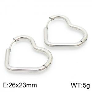 26x23 Sweet Heart Charm Earring Women Stainless Steel 304 Silver Color - KE110218-TSC