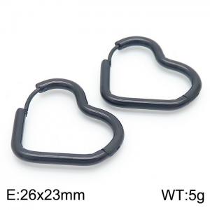 26x23 Sweet Heart Charm Earring Women Stainless Steel 304 Black Color - KE110220-TSC