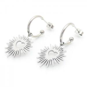 Stainless Steel 304 Stud Earring with Heart Charm Silver Color - KE110243-YX