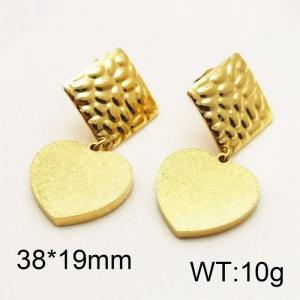 Stainless Steel 304 Unique Earring With Heart Charm Women Gold Color - KE110255-TJG