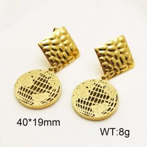 Stainless Steel 304 Unique Earring With World Map Charm Women Gold Color - KE110256-TJG
