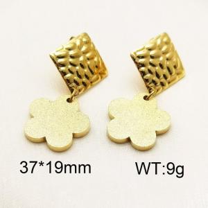 Stainless Steel 304 Unique Earring With Flower Charm Women Gold Color - KE110258-TJG