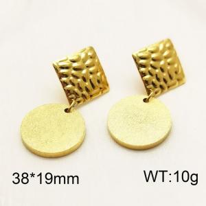Stainless Steel 304 Unique Earring With Round Charm Women Gold Color - KE110259-TJG
