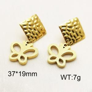 Stainless Steel 304 Unique Earring With Butterfly Charm Women Gold Color - KE110260-TJG