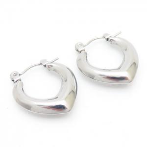 V Charm Shiny Earring Women Stainless Steel 304 Silver Color - KE110289-LM