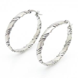 Round Hoop Earring Women Stainless Steel 304 Silver Color - KE110314-LM