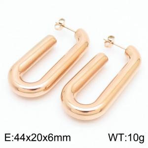 Women Rose-Gold Stainless Steel Long Hook Shape Earrings - KE110517-KFC