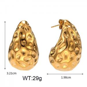 French hammer pattern water drop shaped stainless steel women's earrings - KE110539-WGJD