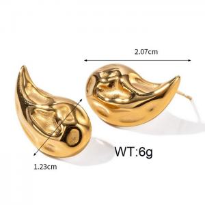 French tapping pattern water drop shaped stainless steel women's earrings - KE110545-WGJD