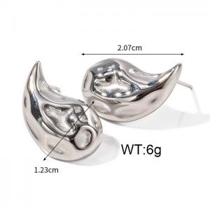 French tapping pattern water drop shaped stainless steel women's earrings - KE110546-WGJD