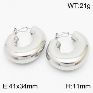 Women Stainless Steel Half Circle Earrings - KE110557-KFC