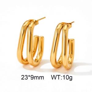 Cold wind earrings double U studs simple temperament titanium  steel high-grade sense studs earrings wholesale - KE110562-WGTH