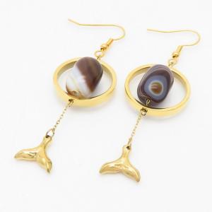 Fashionable fish tail gold-plated brown natural titanium steel ear hook - KE110790-MS