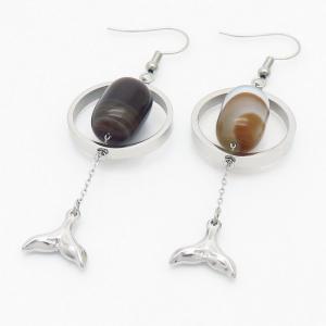 Fashionable fishtail steel brown natural titanium steel ear hook - KE110792-MS