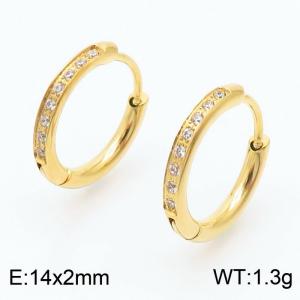 Simple White Zirconia Mini Women Stainless Steel Earrings Gold Color - KE110852-K