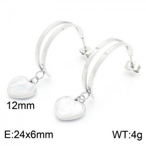 Japanese and Korean Love Steel Pendant Stainless Steel Ear Clip - KE111038-SP