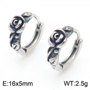 Retro style stainless steel patterned earrings for men and women - KE111070-OT