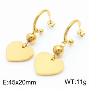 Hypoallergenic 18k Gold-plated Heart Dangle Earrings Women's Stainless Steel Love Heart Drop Hoop Earrings - KE111084-BI